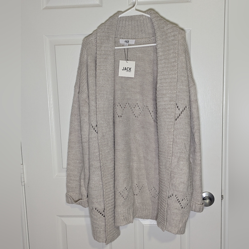 JACK by BB Dakota NWT Oatmeal Chunky Knit Open Front Cardigan Sweater Medium